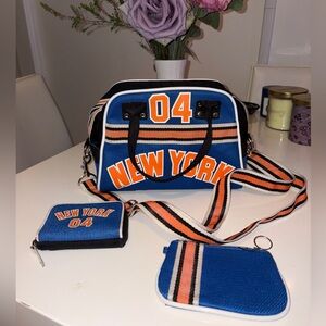 New York Knicks Purse Set Blue Orange Handbag + 2 Wallets | NYC Basketball Color